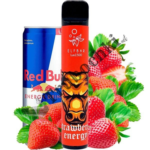 Одноразовая электронная сигарета Elf Bar Lux Strawberry energy  (клубничный энергетик) (1500 Затяжек) оптом